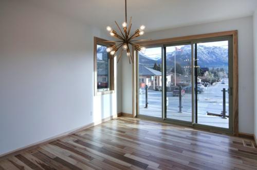 New construction Canmore  hickory wood floors hickory trim contemporary industrial design 