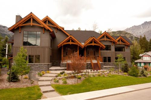 New construction Banff Canmore hardwood floors timberframe contemporary industrial design 